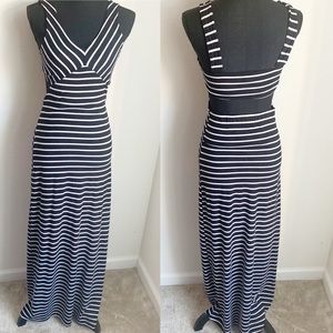 Moa Moa Black and White Stripped Dress. Medium